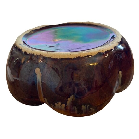 Vintage Brown Ceramic Ashtray With Drip Glaze Design - Picture 10 of 13